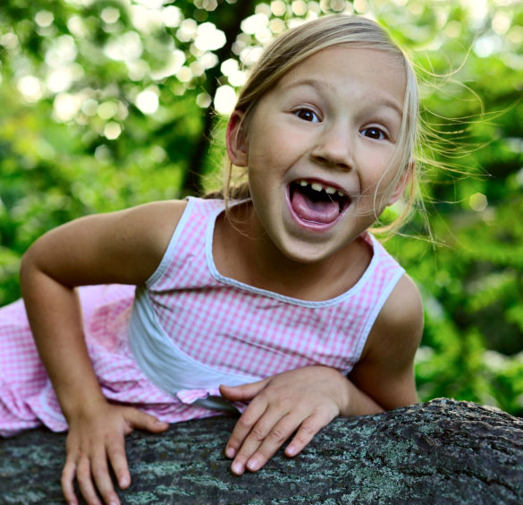 happy girl playing